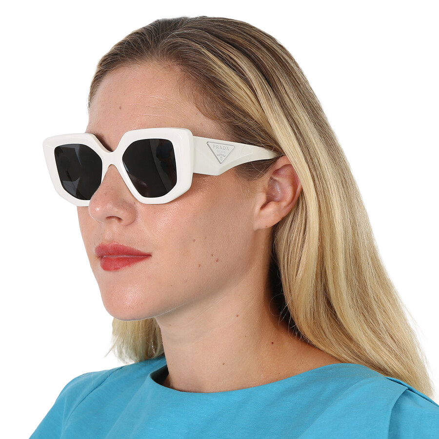 Prada Dark Grey Irregular Ladies Sunglasses Pr 14zs 1425s0 50 In Dark / Grey / White
