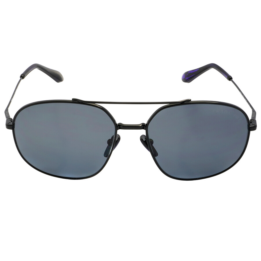 Prada Dark Grey Polarized Pilot Men's Sunglasses PR 51YS 1AB5Z1 58