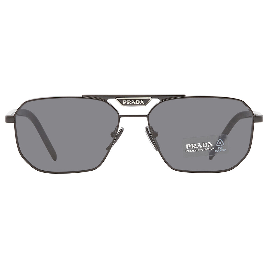 Prada Grey Rectangular Men's Sunglasses PR 58YS 1AB5S0 57