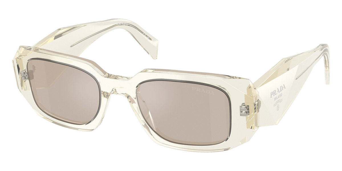 Prada Ivory Mirror Silver Rectangular Ladies Sunglasses PR 17WSF