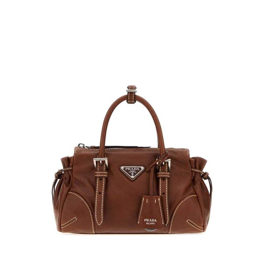 Prada Karin Top Handle Bag — Brown 1BA499VOOM2ZQX F0BW5 - Handbags