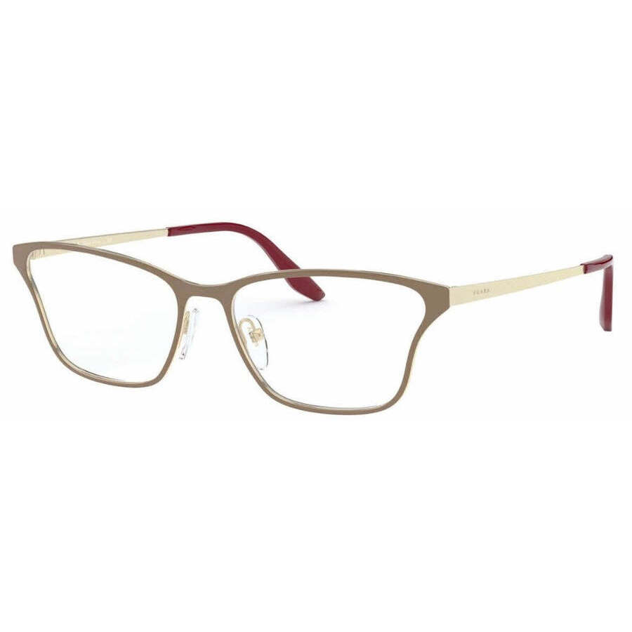 Prada Ladies Gold Tone Rectangular Eyeglass Frames 0pr60xv5541o153
