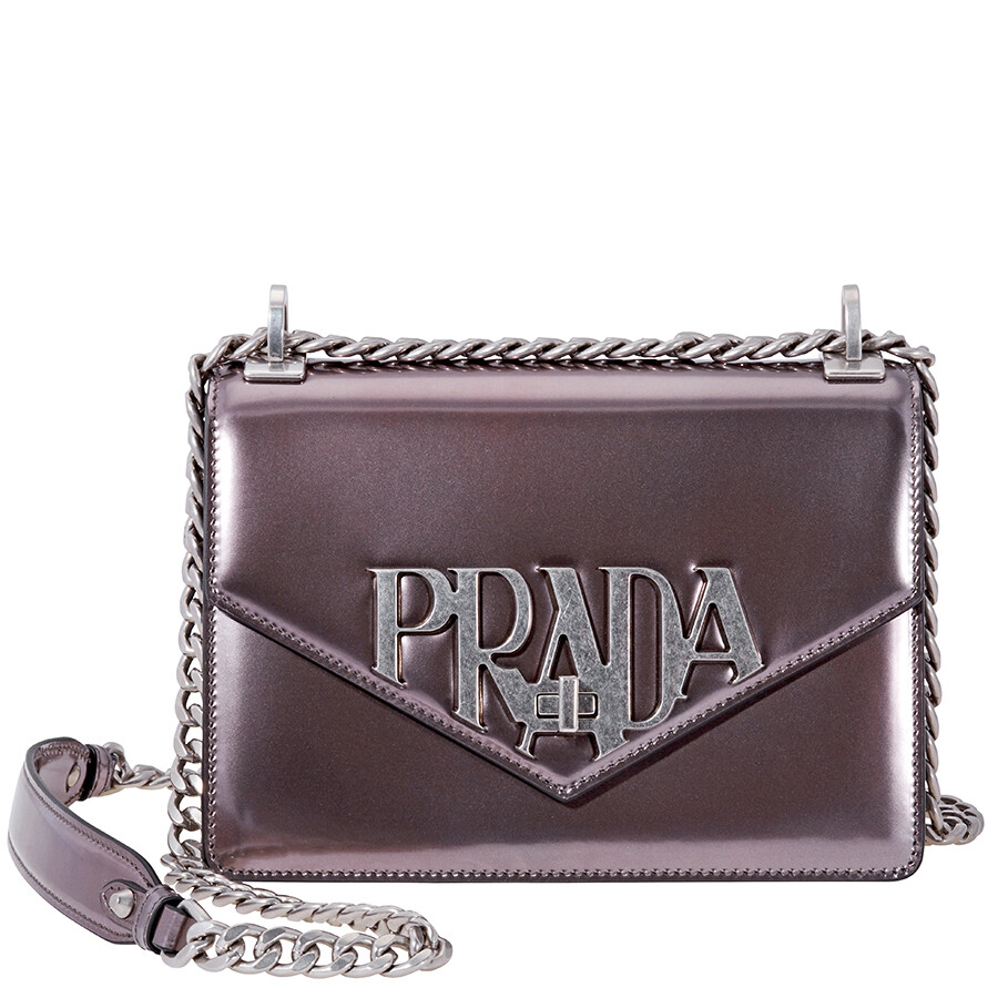 Prada Leather Crossbody Bag Glossy Grey 1BD128_F0D65_2B07_V_CLO