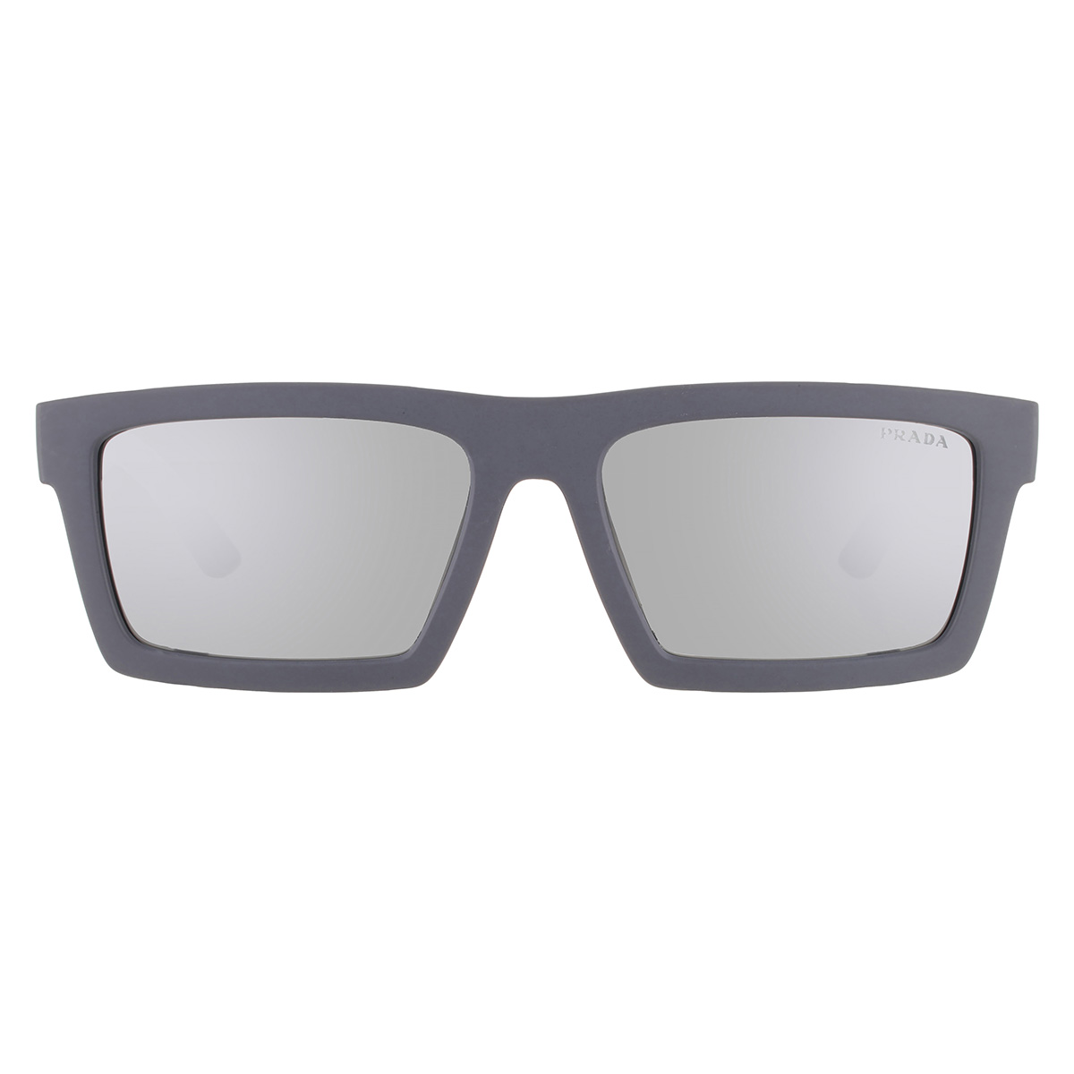 Prada Linea Rossa Matte Grey Mirror Rectangular Men's Sunglasses