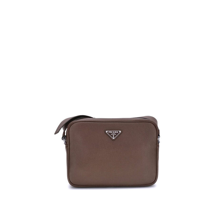 Prada Logo Shoulder Bag In Brown