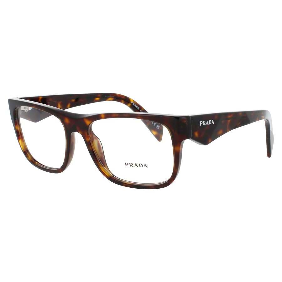 Prada Men's Tortoise Rectangular Eyeglass Frames Pr 22zv 19j1o1 55