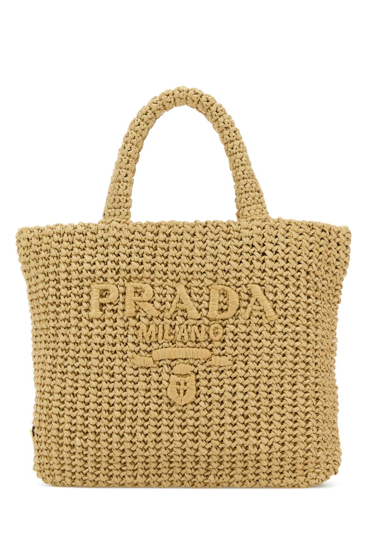 PRADAバッグ Small crochet raffia shoulder bag in black - Prada | Mytheresa