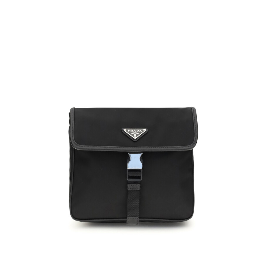 Prada Re-nylon And Saffiano Shoulder Bag In Black