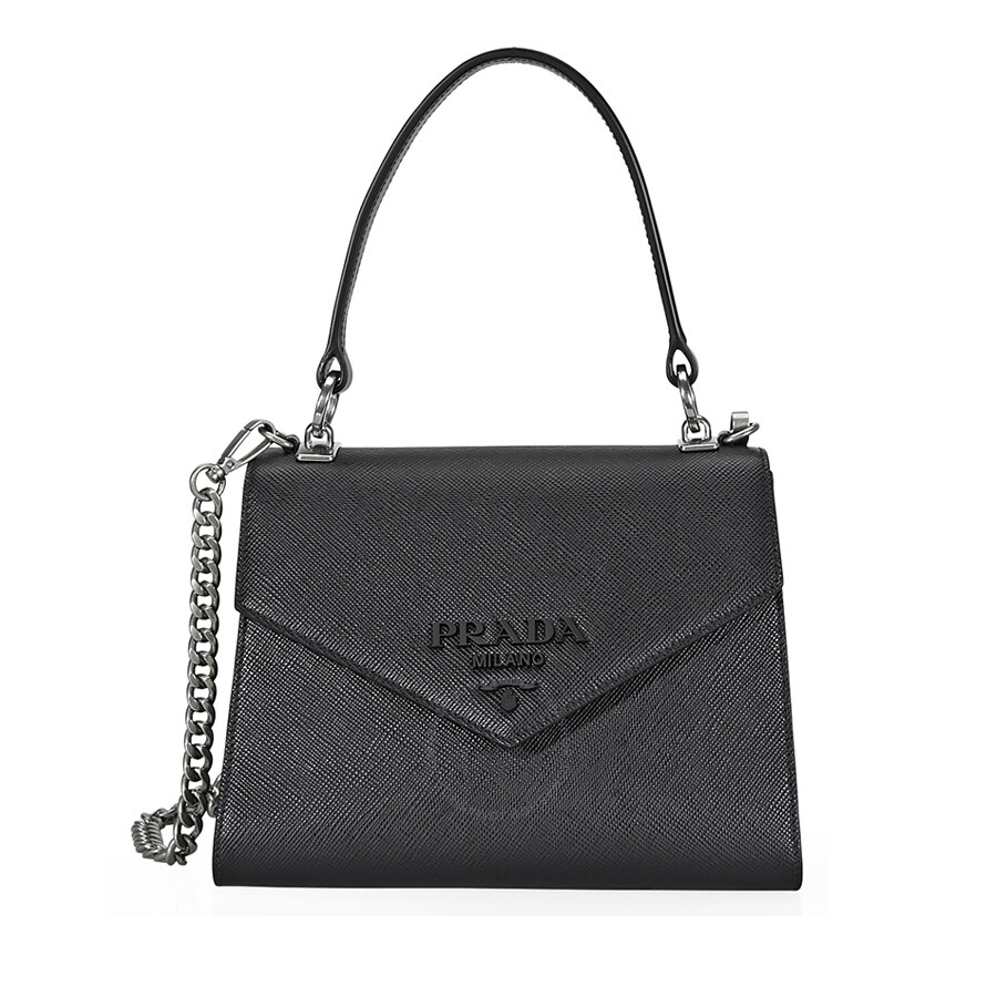 Prada Saffiano Leather Shoulder Bag Black 1BA186_F0632_2ERX_V_OOO