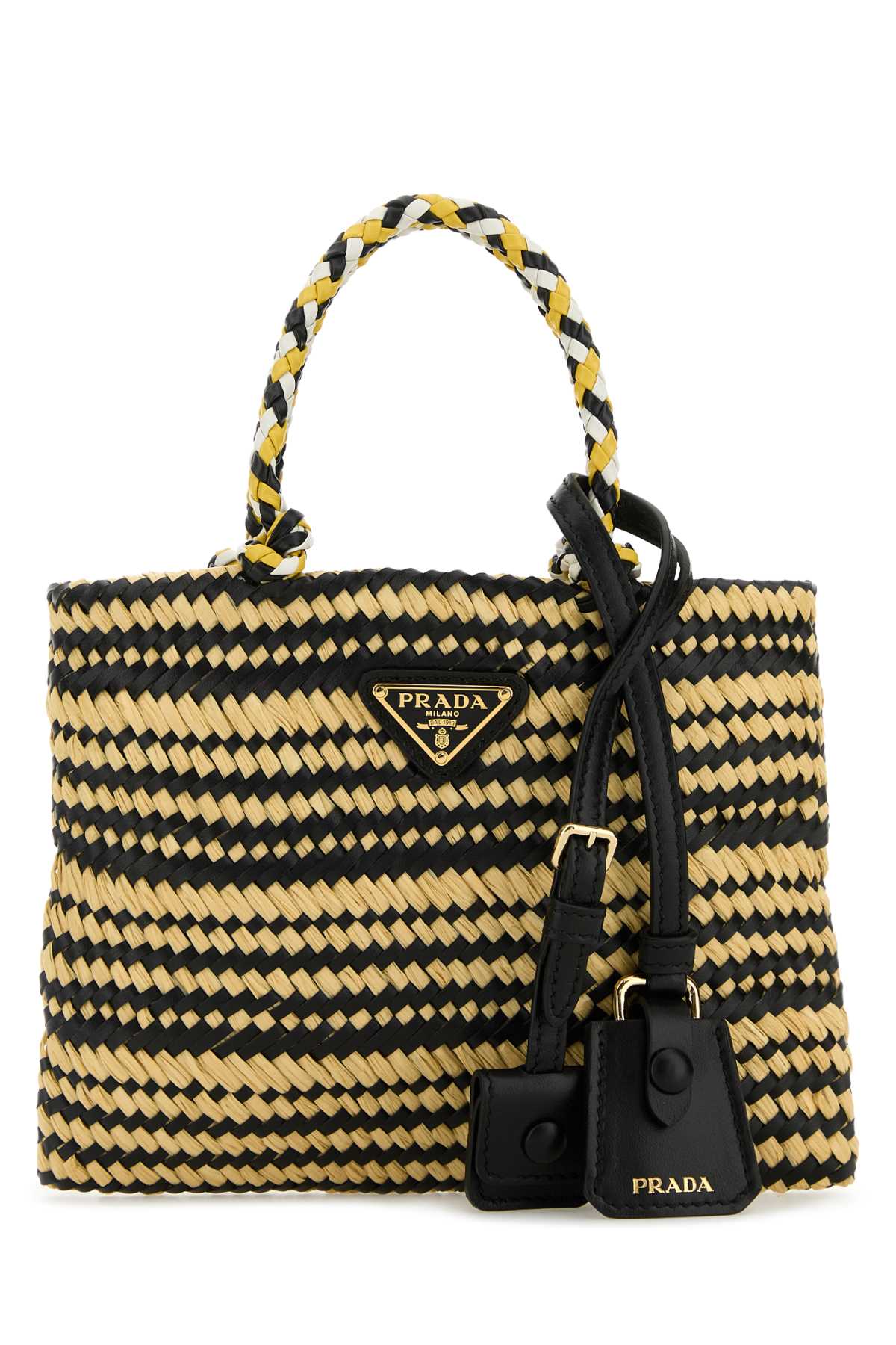 Prada Two-Tone Raffia Handbag 1BA4652MHC F0889 8050242563063
