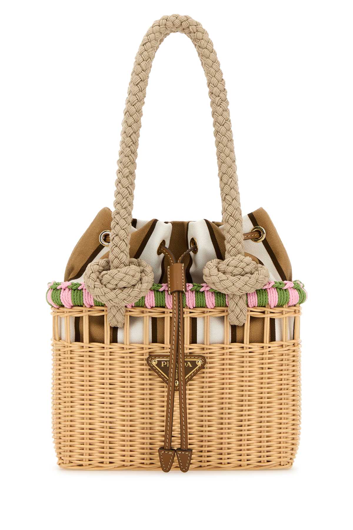 Prada Wicker Mini Shopping Bag 1BG5582HG4 F0NJX 8050242505681