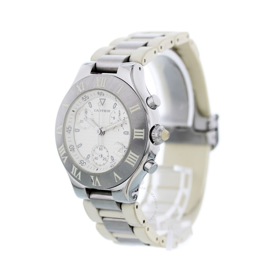 cartier must 21 chronoscaph women's white watch