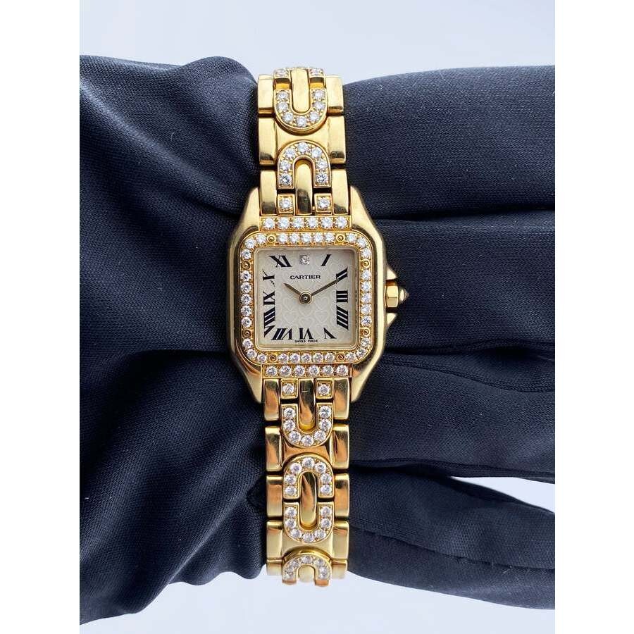 Preowned Cartier Panthere Quartz Diamond Ladies Watch 1280 2 Pre