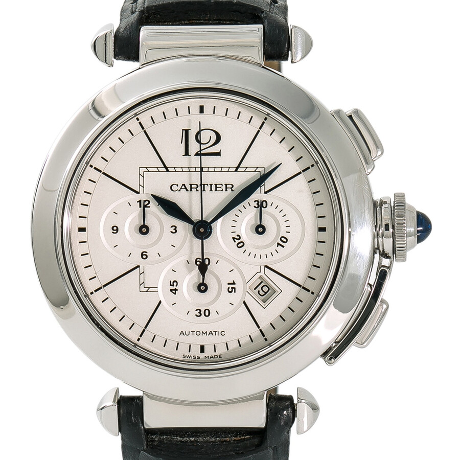 Pre-owned Cartier Pasha XL Chronograph Automatic Silver Dial Men's Watch w3108555 - Pre-Owned 