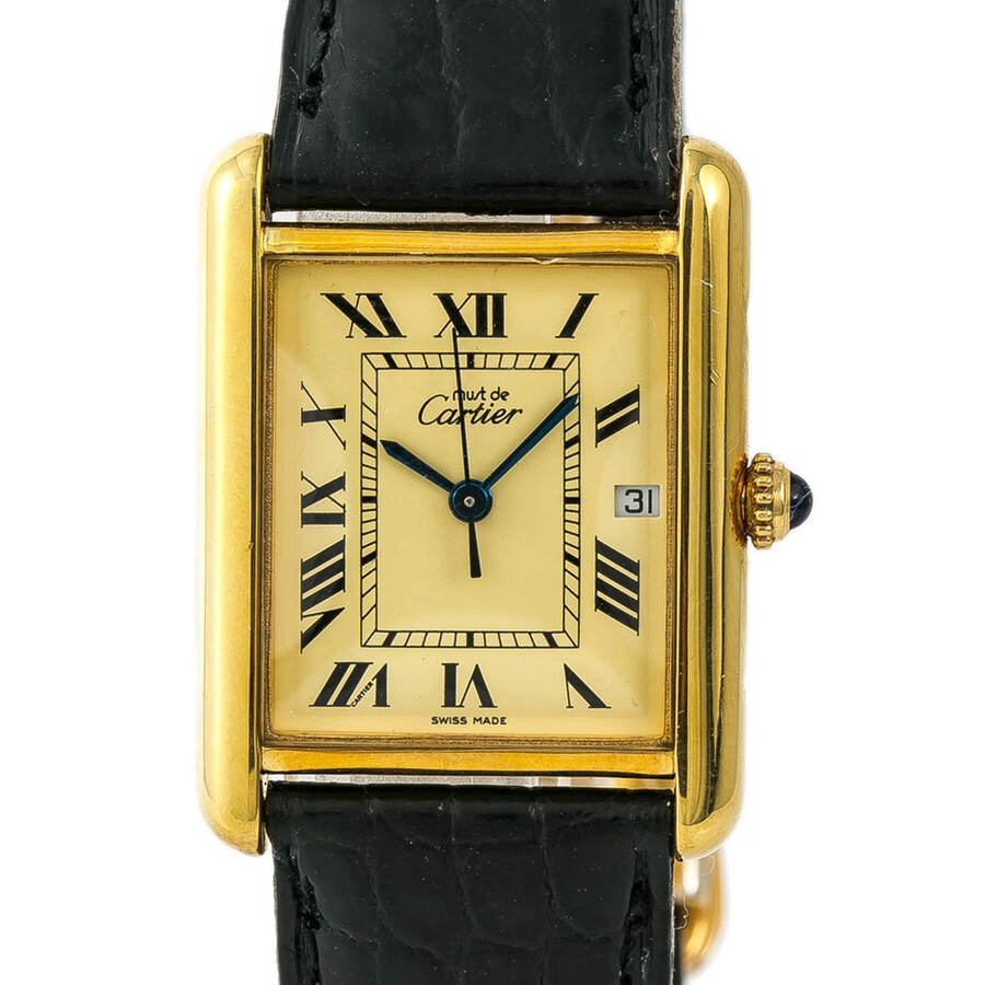 Preowned Cartier Tank Louis Vermeil Gold Dial Men's Watch 2413 Pre