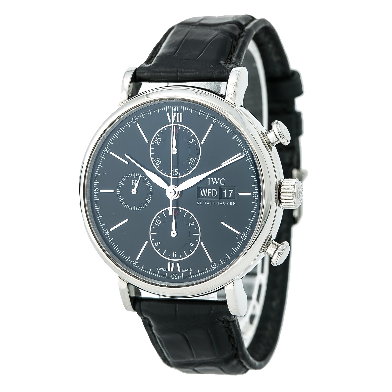 IWC Pre-owned IWC Portofino Chronograph Automatic Black Dial Men's Watch IW391008  IW391008 - Pre-Owned Watches, IWC - Jomashop