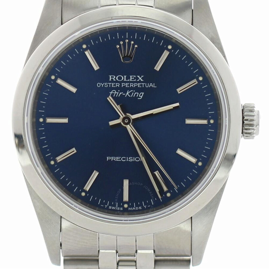 Pre,owned Rolex Air,King Automatic Chronometer Blue Dial Ladies Watch 14000 BLSJ