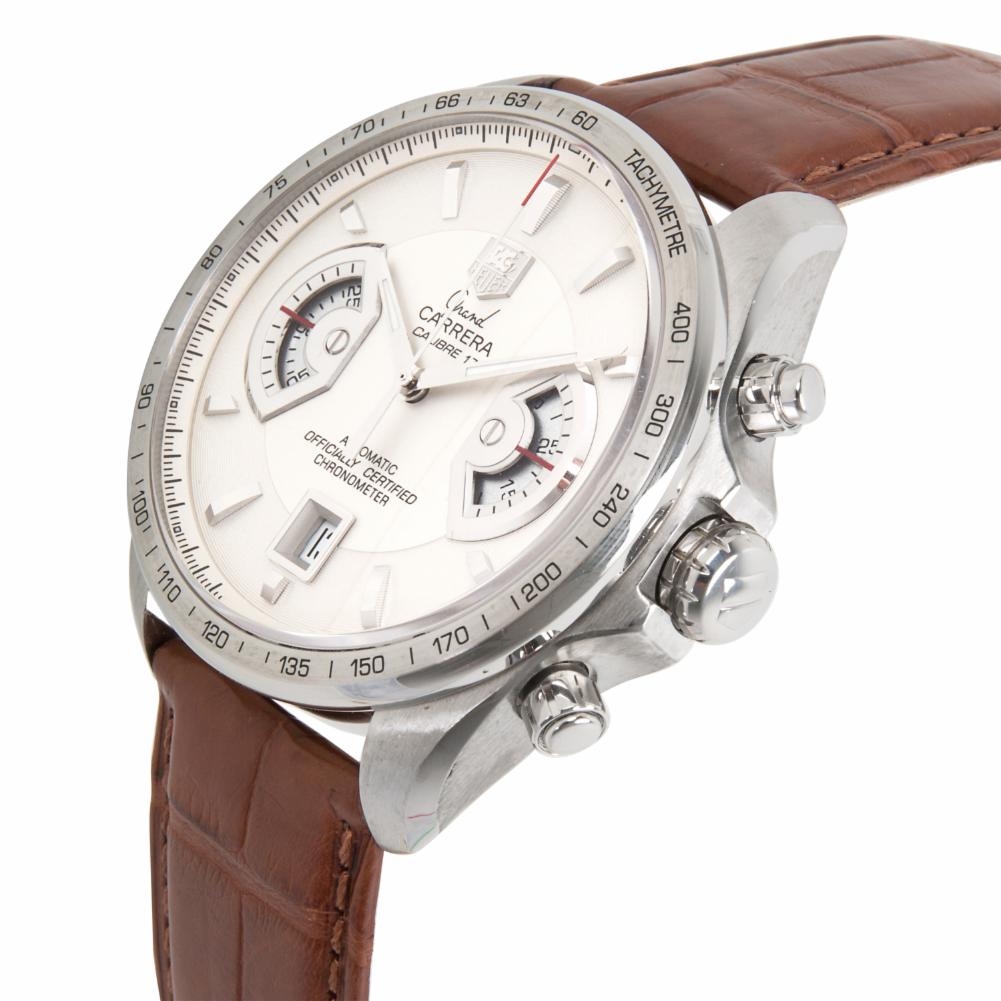 Pre-owned Tag Heuer Carrera Chronograph Automatic Chronometer Silver Dial Men's Watch CAV511B 