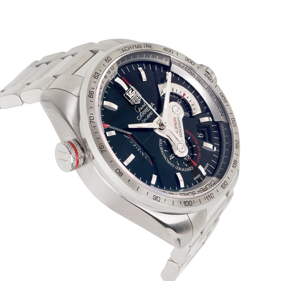 Pre-owned Tag Heuer Grand Carrera Chronograph Automatic Chronometer Black Dial Men's Watch 