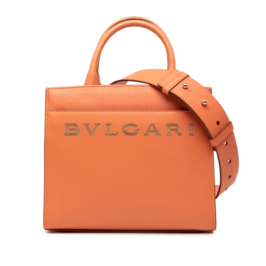 美品 BVLGARI レザー ホーボーバッグ 伊製 Bvlgari Pre-owned Bvlgari Smooth and Pebbled Calfskin Logo Tote