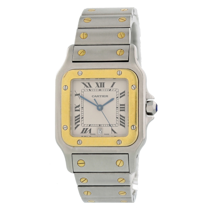 Cartier Pre-owned Cartier Santos Galbee Quartz White Dial Men's Watch 1566  1566 - Pre-Owned Watches, Cartier - Jomashop