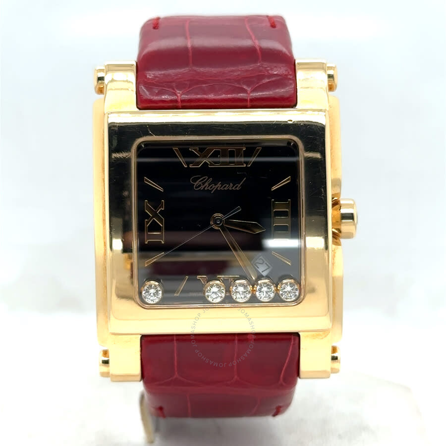 Shop Chopard Happy Sport Square Quartz Black Dial Men's Watch 28/73670 In Red   / Black / Gold / Gold Tone / Yellow