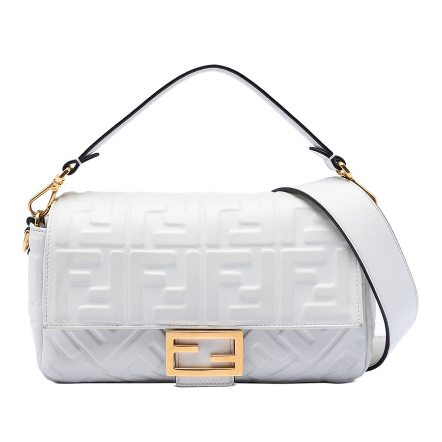 Fendi Pre-owned Fendi Zucca Embossed Leather Baguette Satchel