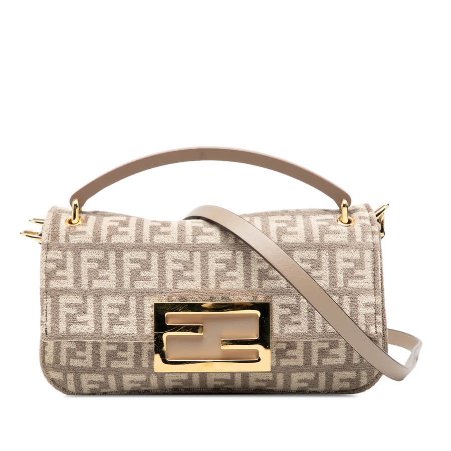 Fendi Pre-owned Fendi Zucchino Velvet Baguette Phone Pouch Satchel