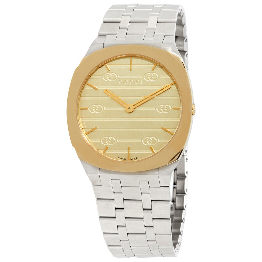 Gucci Pre-owned Gucci 25H Gold Dial Ladies Watch YA163403 731903494589 ...