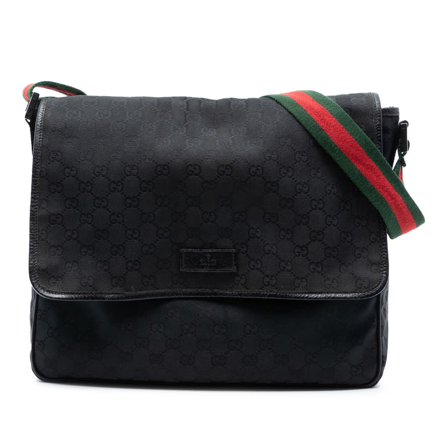 Gucci Pre-owned Gucci GG Canvas Web Flap Messenger Bag Unisex