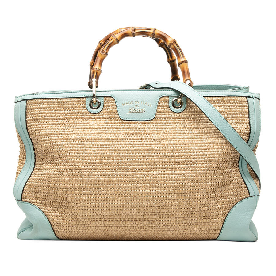 Gucci Pre-owned Gucci Large Raffia Bamboo Shopper Satchel 323658