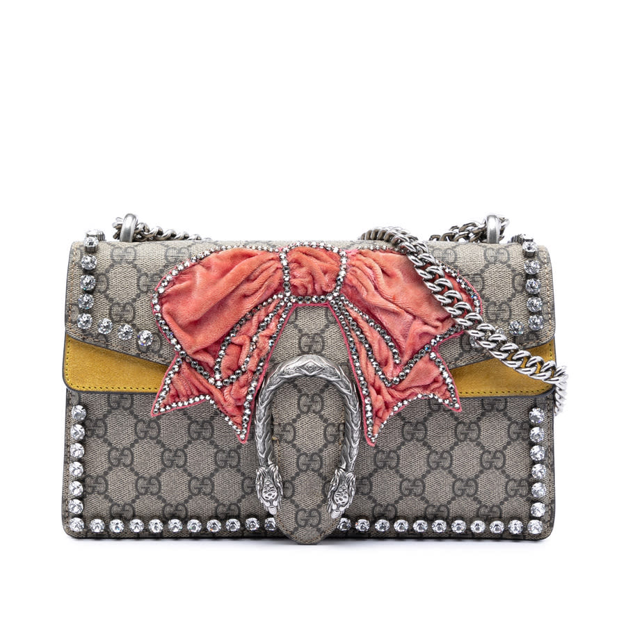 Gucci Pre-owned Gucci Medium GG Supreme Embroidered Crystal Bow