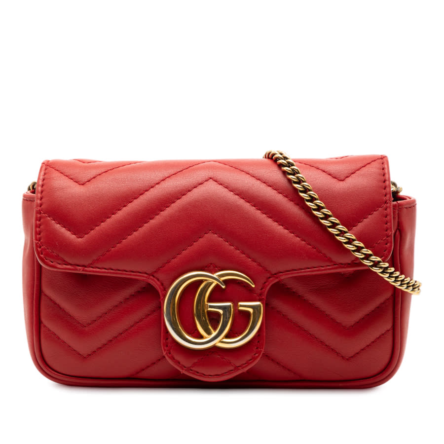 Gucci Pre-owned Gucci Mini GG Marmont Matelasse Leather Flap Crossbody ...