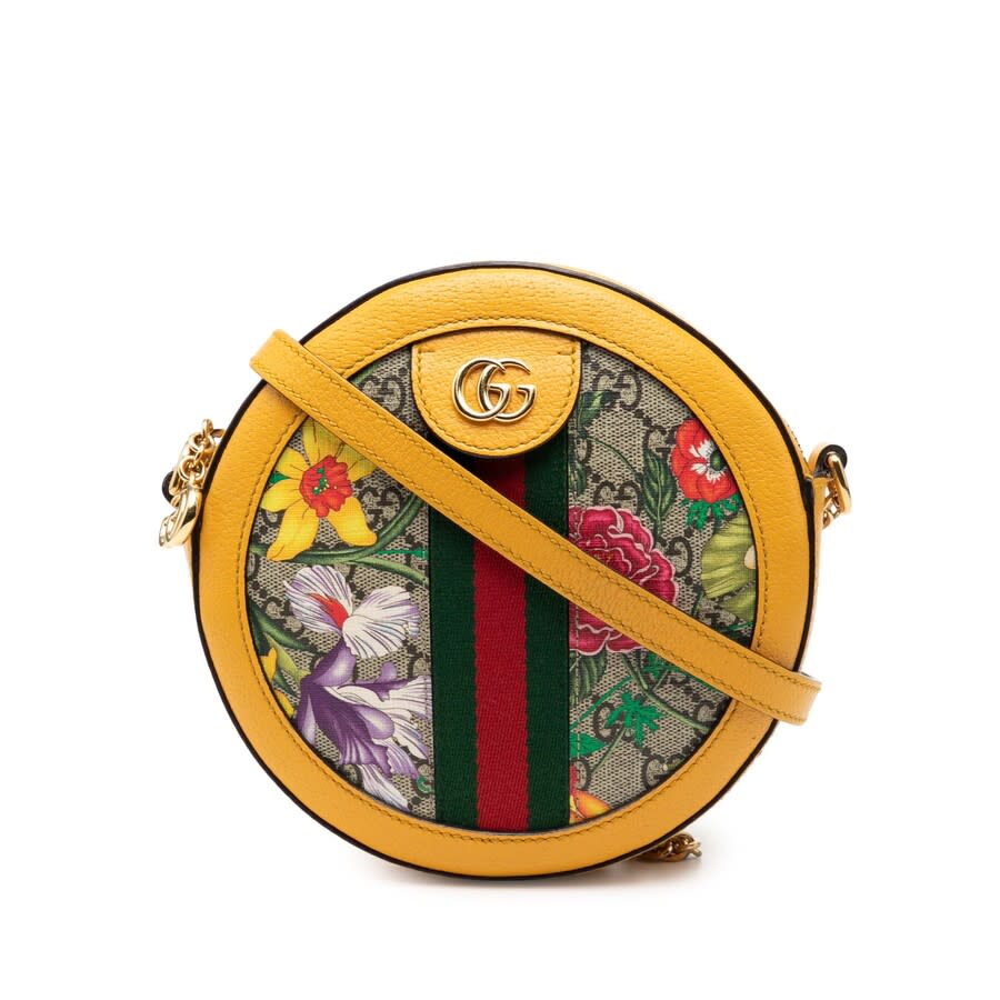 Gucci Pre-owned Gucci Mini GG Supreme Flora Ophidia Round