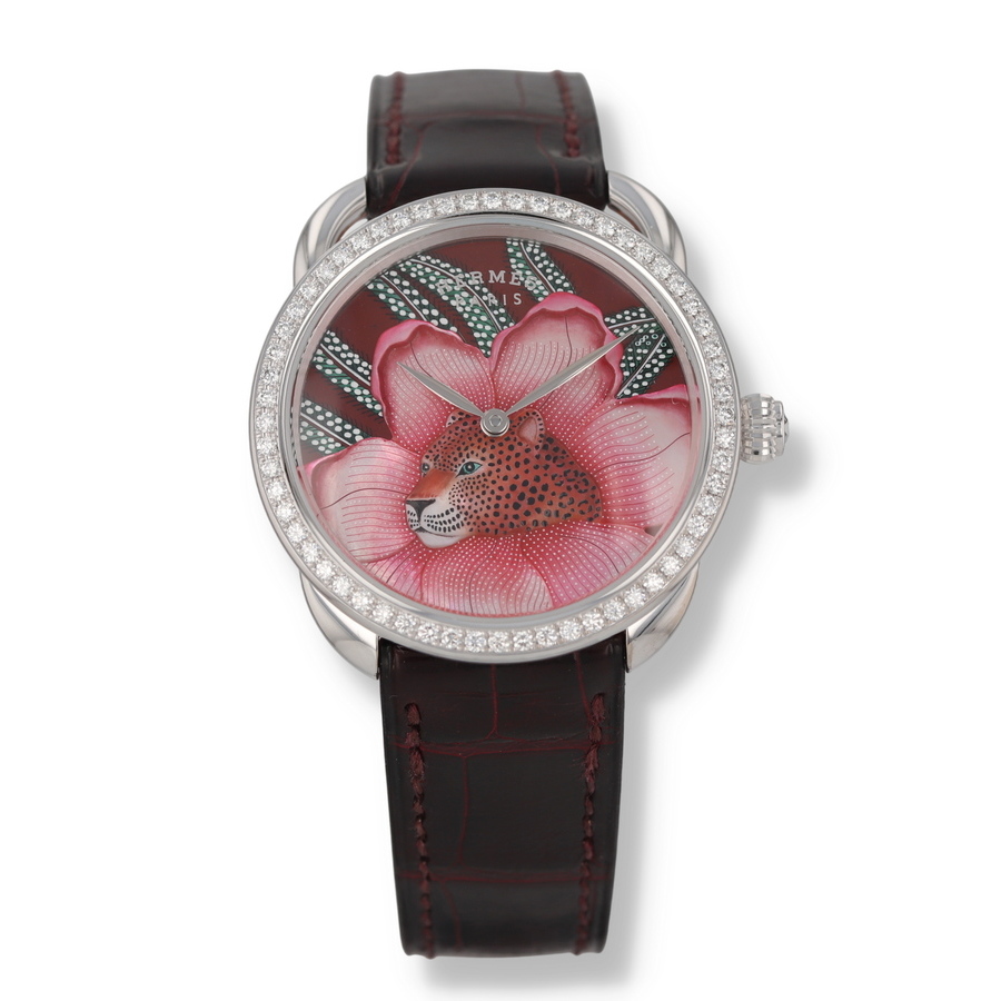 Hermes Pre-owned Hermes Arceau Baobab Cat Automatic Diamond Pink