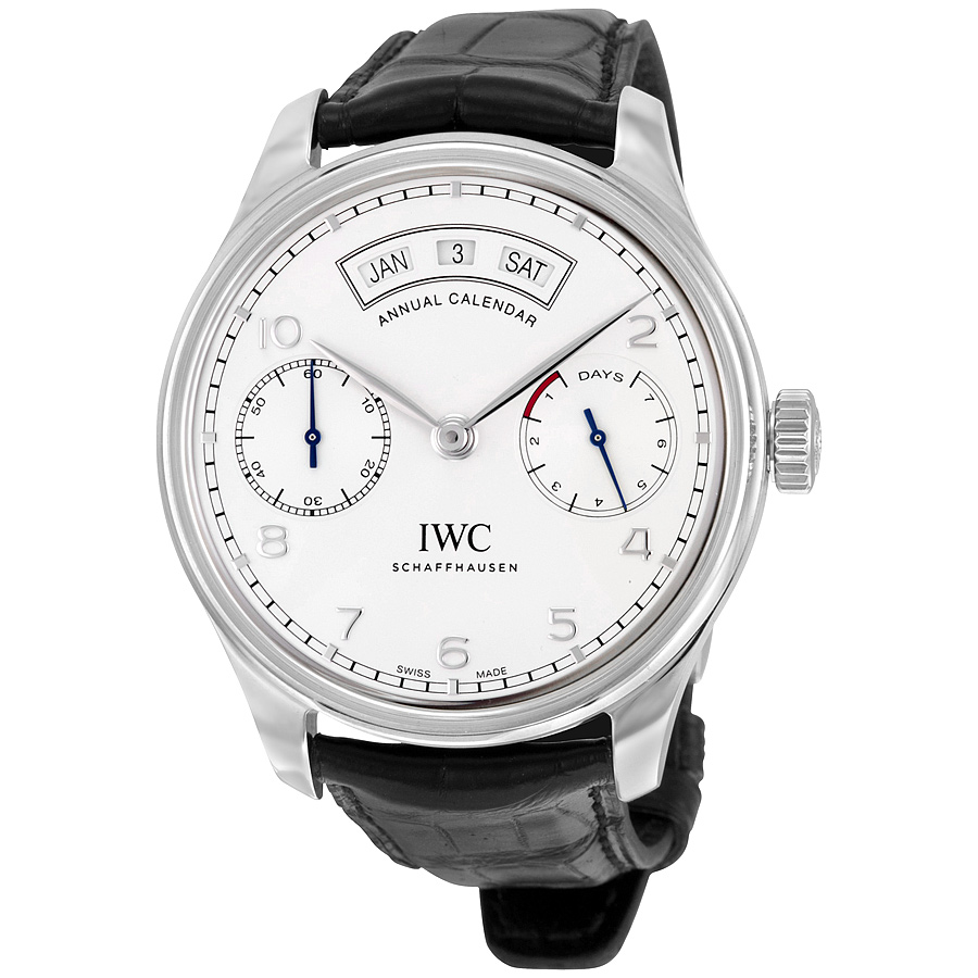IWC Pre-owned IWC Portugieser Annual Calendar Silver Dial Men's Watch  IW503501 7613268378830 - Pre-Owned Watches - Jomashop