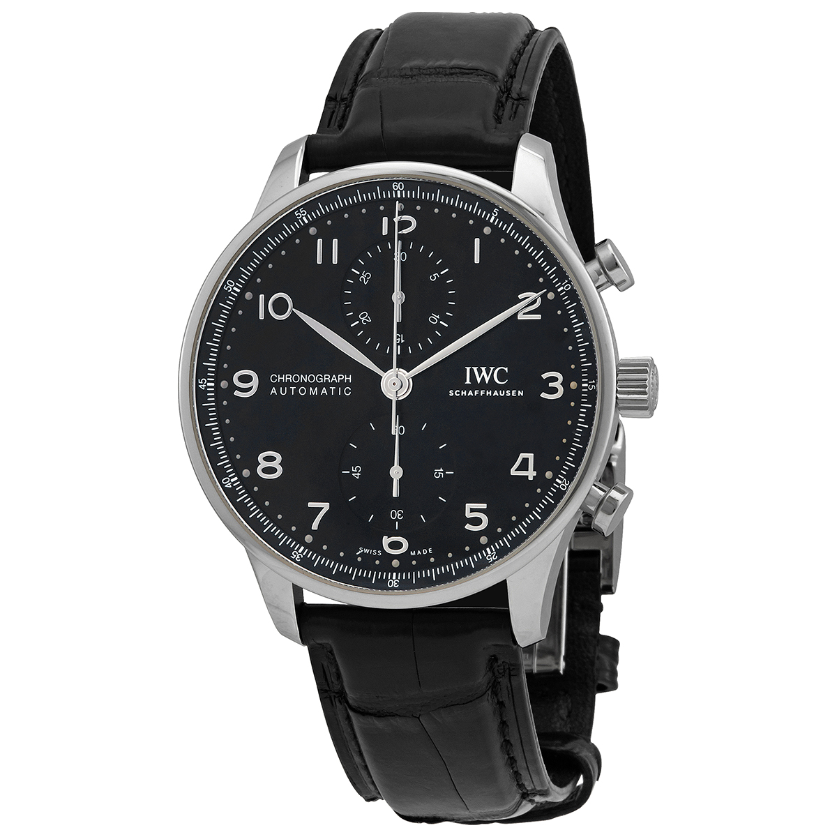 IWC Pre-owned IWC Portugieser Chronograph Automatic Black Dial Men's Watch  IW371609 - Pre-Owned Watches - Jomashop