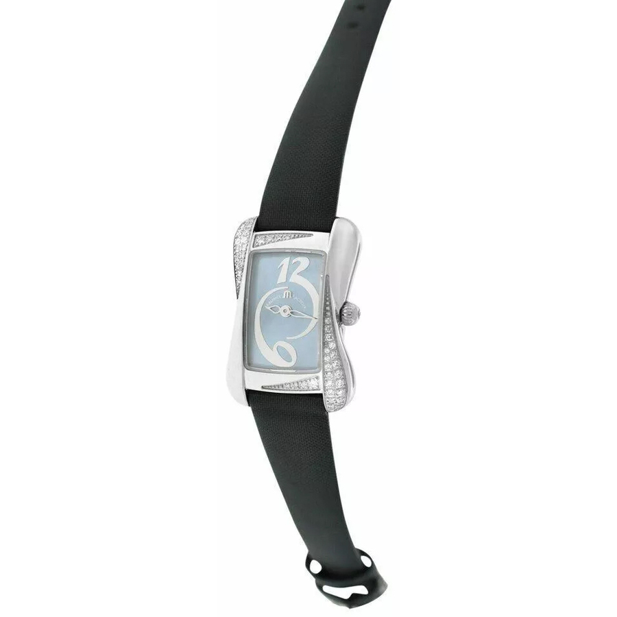 Maurice Lacroix Divina Black Dial with Diamonds Black Leather Strap Watch for Women - DV5012-SD531-120
