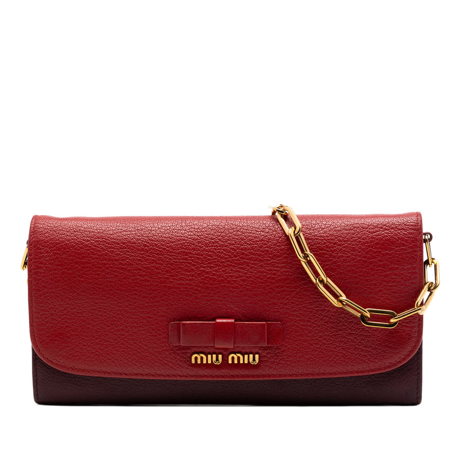 Miu Miu Pre-owned Miu Miu Bicolor Goatskin Madras Bow Wallet on