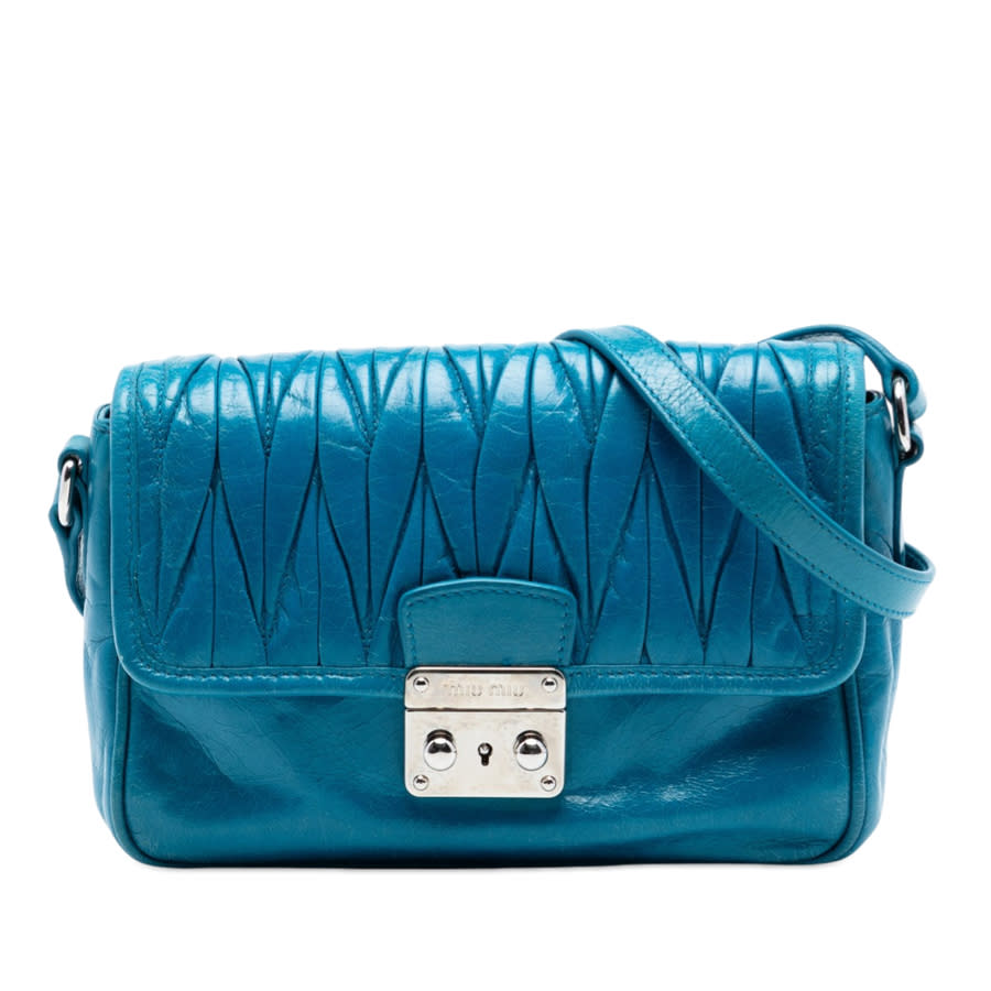Miu Miu Pre-owned Miu Miu Matelasse Lambskin Flap Crossbody Ladies