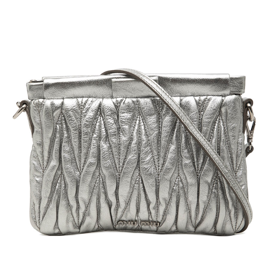 Miu Miu Pre-owned Miu Miu Matelasse Metallic Nappa Frame Clutch