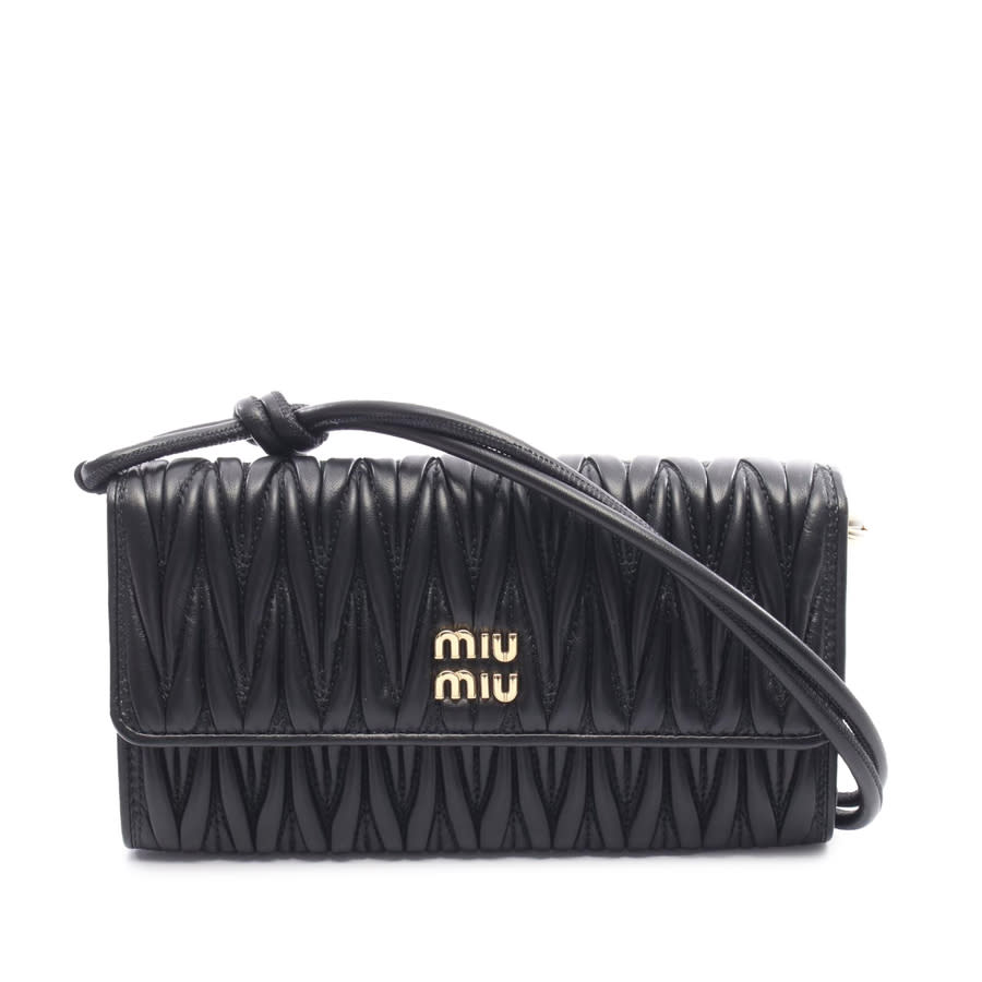 Miu Miu Pre-owned Miu Miu Matellase Nappa Wallet On Chain Ladies