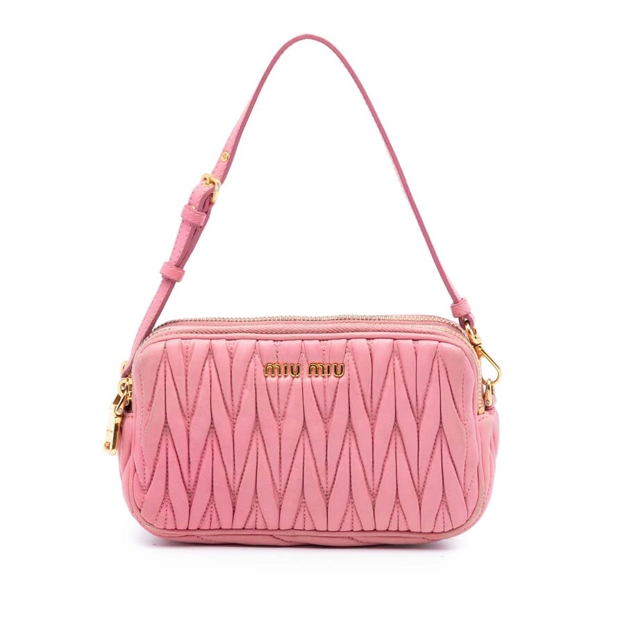 Miu Miu Pre-owned Miu Miu Nappa Matelasse Double Zip Handbag