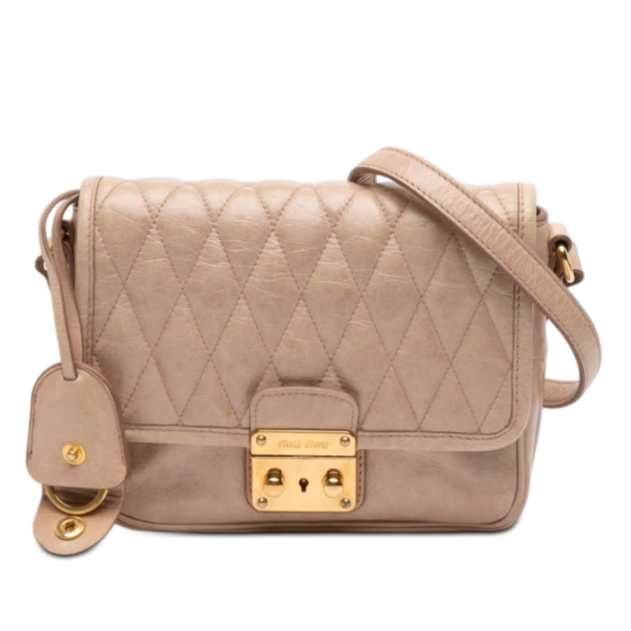 Miu Miu Pre-owned Miu Miu Quilted Leather Push Lock Flap Ladies