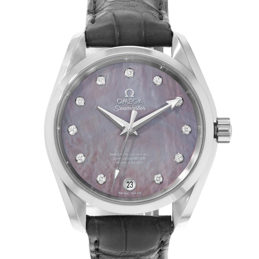 Omega Pre-owned Omega Seamaster Aqua Terra Diamond Grey Mother of