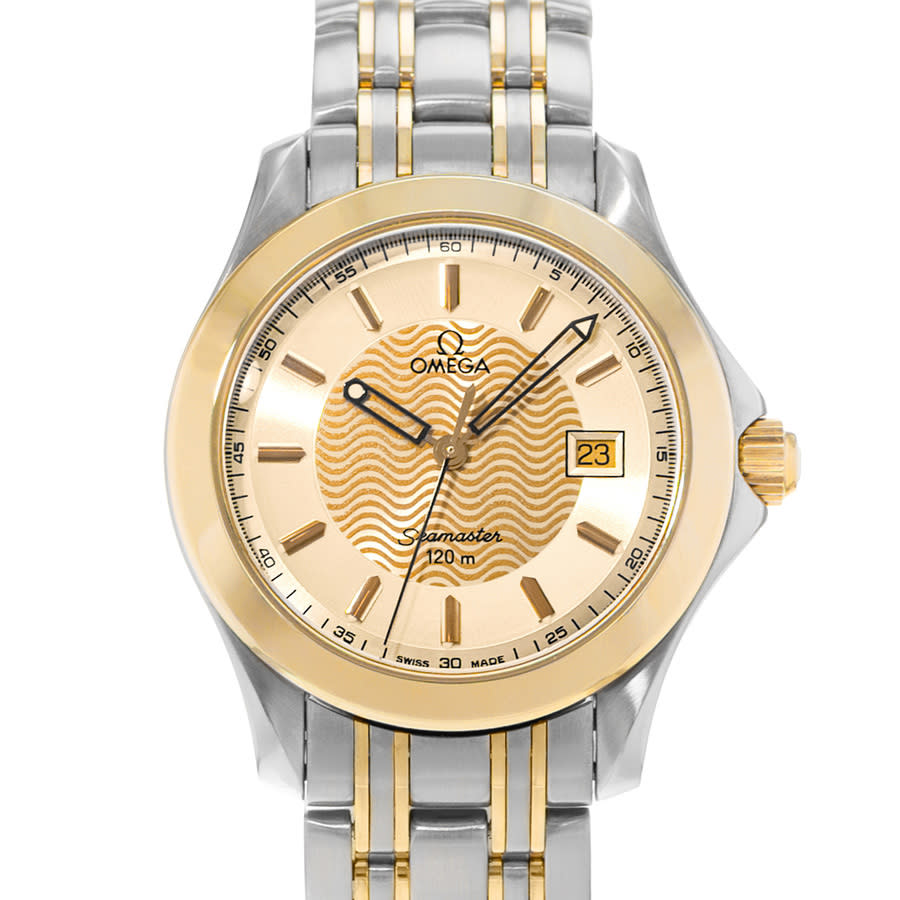 Omega Pre-owned Omega Seamaster Aqua Terra Quartz Champagne Dial
