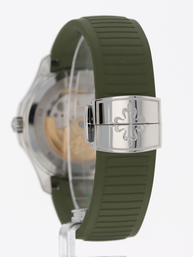 Patek Philippe Pre-owned Patek Philippe Aquanaut Black embossed Dial ...