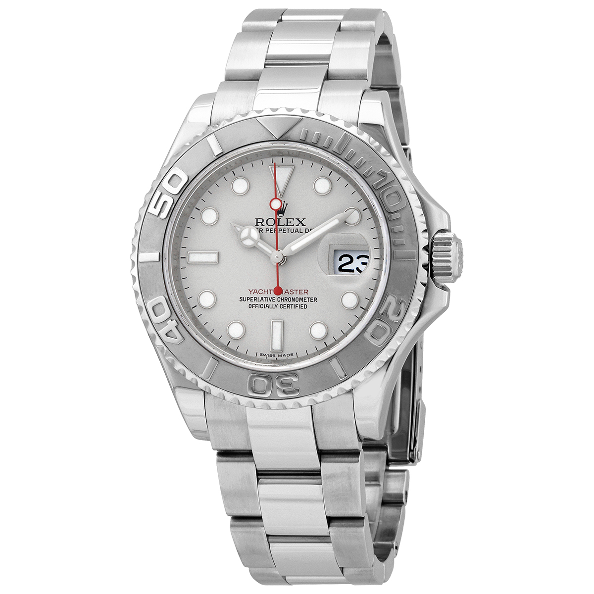 Pre-owned Pre-Owned Rolex Oyster Perpetual Yacht-Master Steel with Platinum Men's Watch 16622
