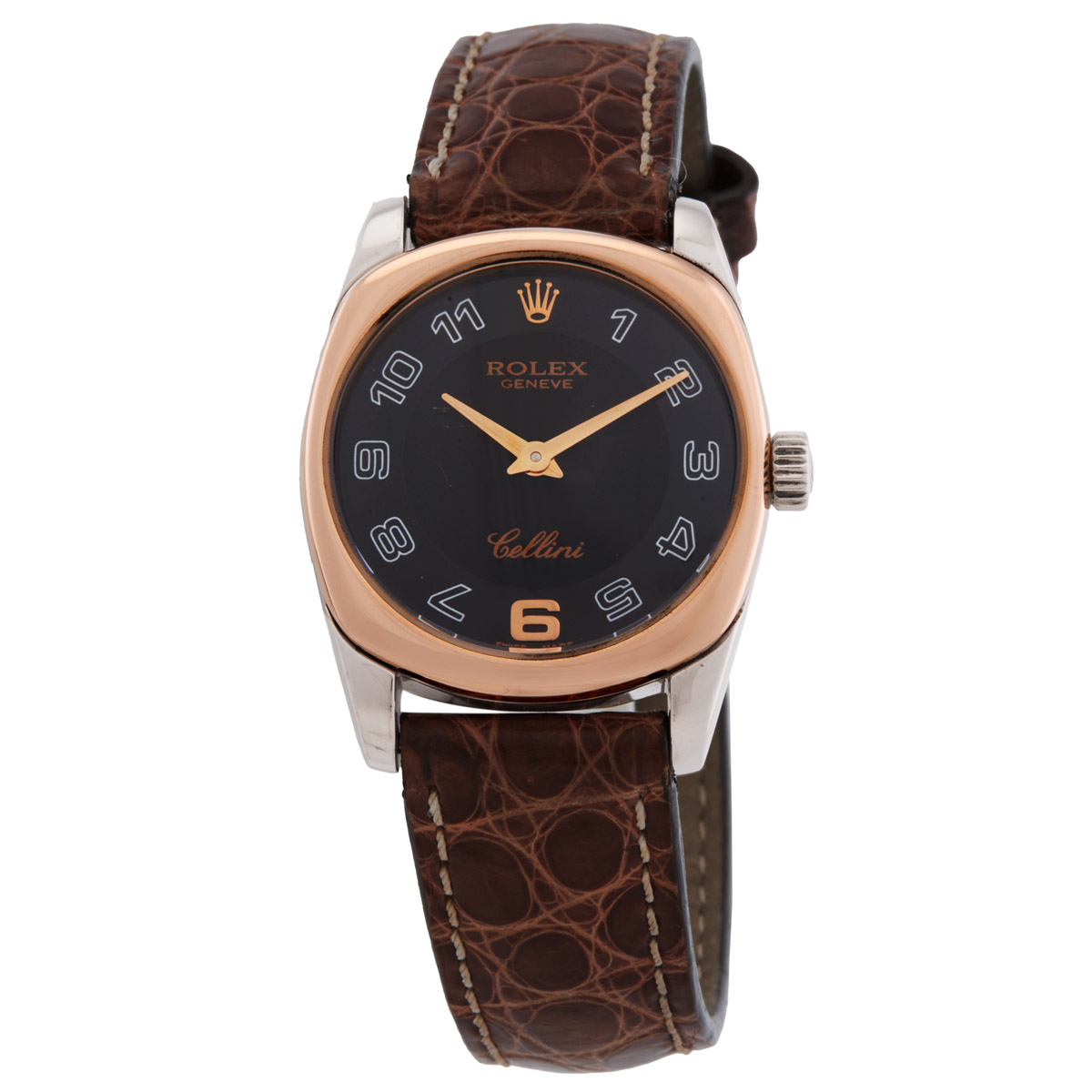 Rolex Pre-owned Rolex Cellini Quartz Black Dial Watch RLX 6229