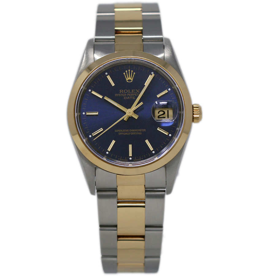 Rolex Pre-owned Rolex Date 34mm Automatic Blue Dial Ladies Watch 15203 BLSO  15203 BLSO - Pre-Owned Watches, Rolex - Jomashop
